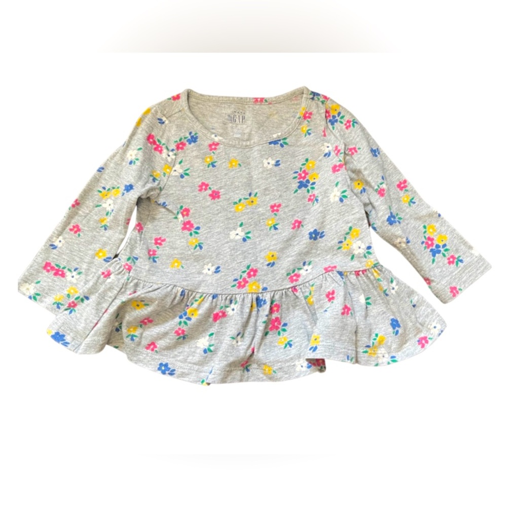 Baby Gap long sleeve grey tshirt with flowers